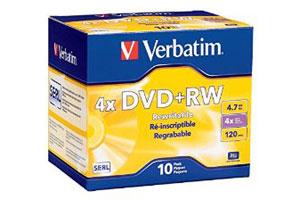 Verbatim 94839 4X 4.7GB DVD+RW 10PK Jewel Case