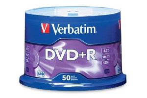 Verbatim 95037 16X 4.7GB DVD+R 50PK Spindle