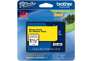 Brother TZE-661 1.5 inch Black on Yellow Tape (36mm x 8m)