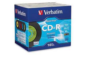 Verbatim 94439 52X 700MB 80min Digital Vinyl Retro Look CD-R 10PK Jewel Case