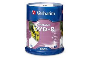 Verbatim 95145 16X 4.7GB White Inkjet Printable DVD+R 100PK Spindle