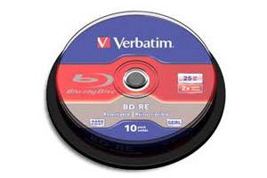 Verbatim 43694 BD-RE 2X 25GB Rewritable Single Layer Blu-ray 10PK Spindle