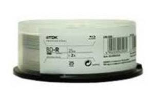 TDK 48967 BD-R 2X 25GB Write Once Single Layer Blu-ray Thermal Glossy White 25PK