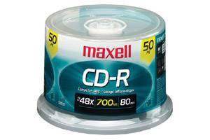 Maxell 648250 48X 80 min 700MB CD-R Media 50PK Spindle